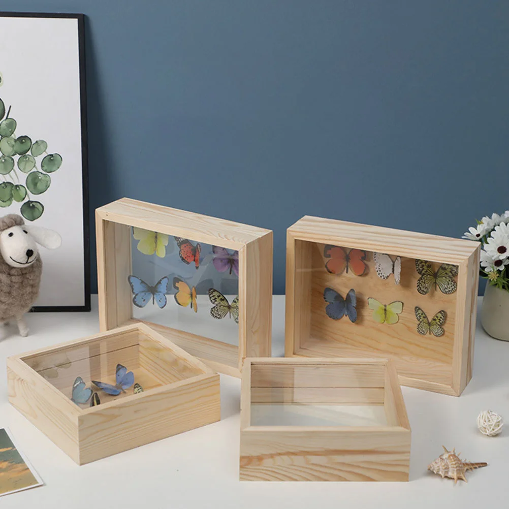 

Insect Display Case Wooden Butterflies Specimen Display Box Durable Vintage Specimen Case with Dustproof Transparent Cover