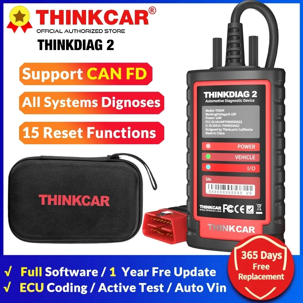 

THINKCAR ThinkDiag 2 All System Full Software OBD2 Diagnostic Tool CANFD Protocol 15 Reset Active Test ECU Coding Scanner