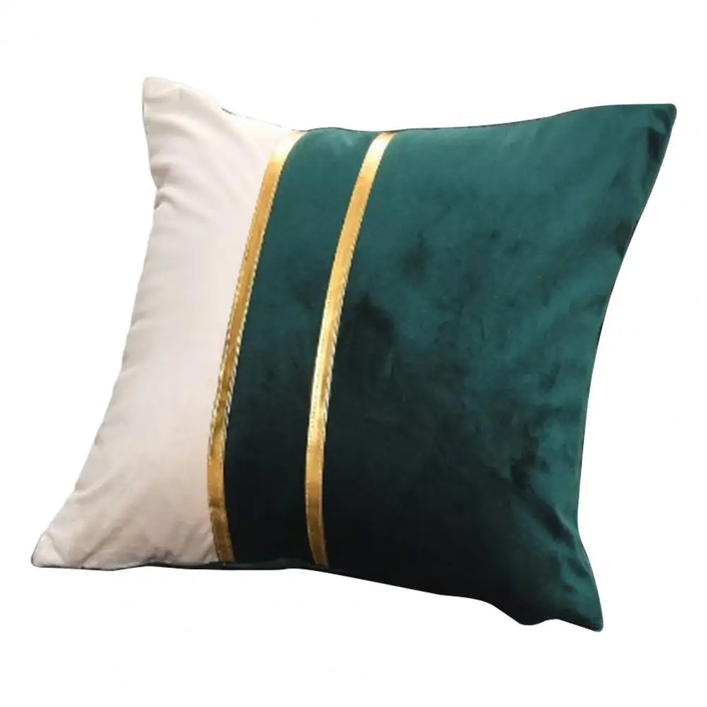 

Plush Pillowcase with Hidden Zipper Closure Soft Plush Two-color Splicing Throw Pillow Cover with for Home for Room for Sofa