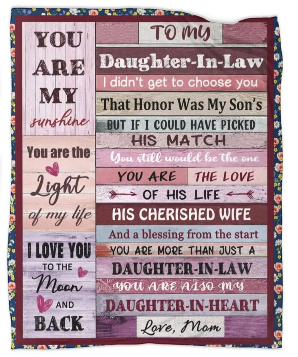 to My Daughter in Law Throw Blanket Gifts Ultra-Soft Micro Fleece Blankets for Bed Couch Travel Beach
to My Daughter in Law Throw Blanket Gifts Ultra-Soft Micro Fleece Blankets for Bed Couch Travel Beach