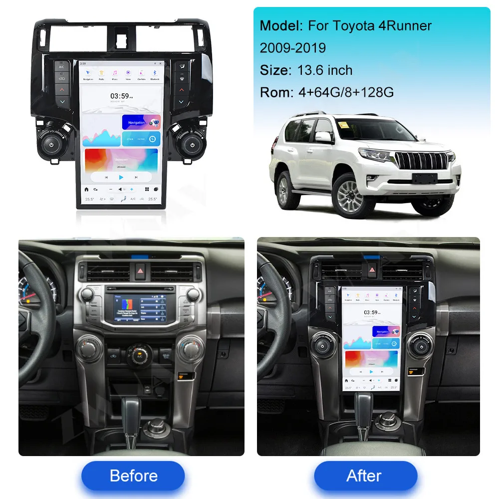 

13.6 Inch Carplay Android 11 For Toyota 4 Runner 2009 -2019 Intelligent Car Radio Stereo Head Unit GPS Navigation Audio Player