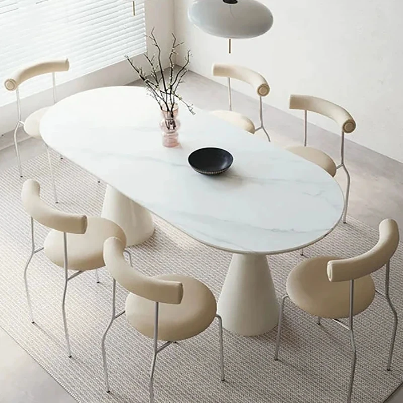 Rock Panel Dining Table And Chair Combination Light Luxury Modern Simplicity Oval Shaped Household Esstische Home Furniture
Rock Panel Dining Table And Chair Combination Light Luxury Modern Simplicity Oval Shaped Household Esstische Home Furniture