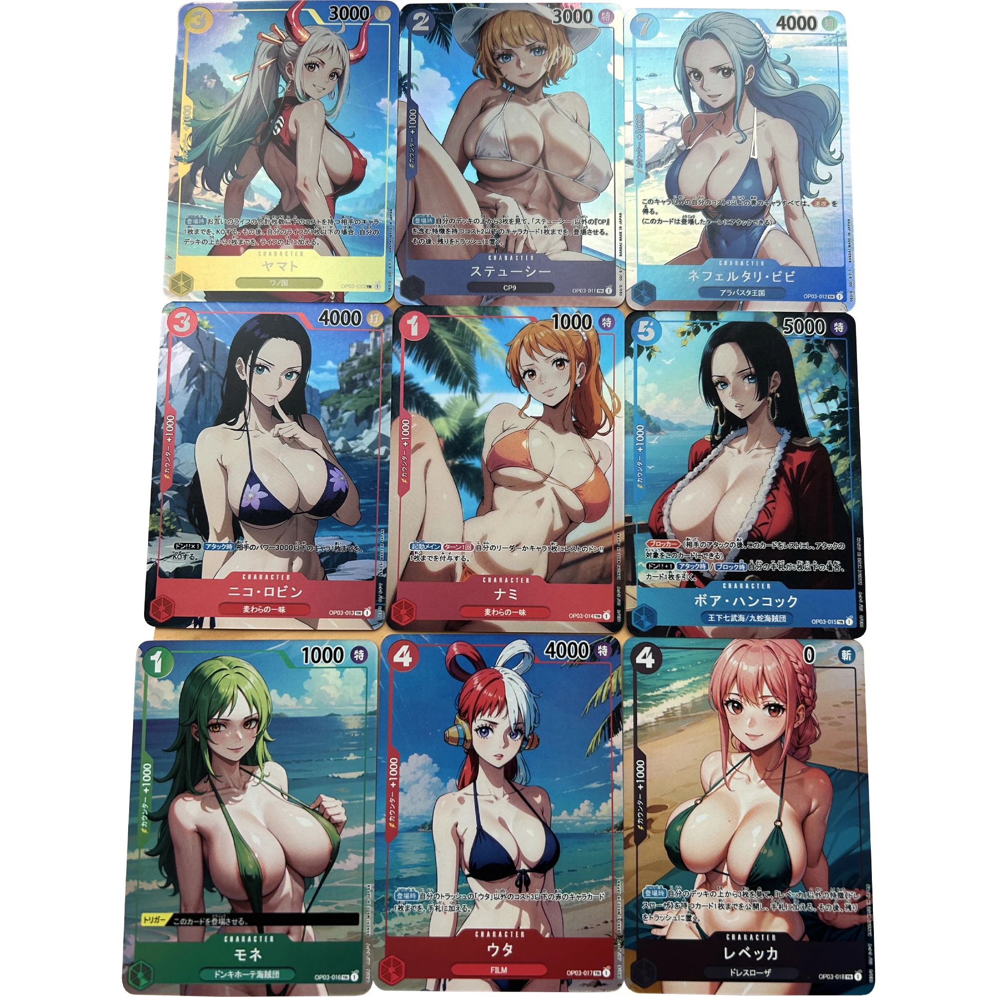 

9Pcs/set OPCG One Piece Uta Yamato Nami Vivi Hancock Rebecca Flash Card ACG Classic Game Anime Collection Cards Diy Gift Toys