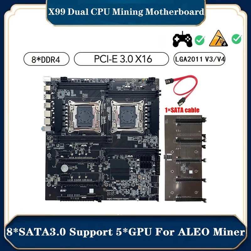 Материнская плата X99 для майнинга + кабель SATA LGA2011 V3/V4 8XDDR 4, слот ОЗУ PCIE 16X 8XSATA3.0, поддержка 5 GPU Miner
Материнская плата X99 для майнинга + кабель SATA LGA2011 V3/V4 8XDDR 4, слот ОЗУ PCIE 16X 8XSATA3.0, поддержка 5 GPU Miner