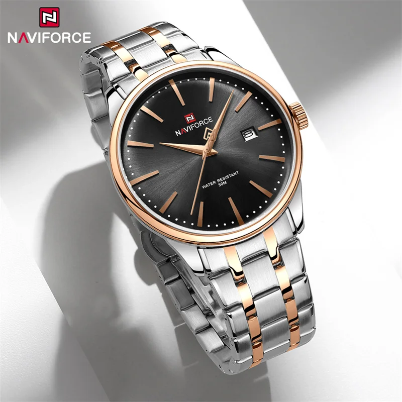 

NAVIFORCE New Design Men's Casual Quartz Watch Stainless Steel Strap Water Resistant Male Luxury Wristwatches Relogio Masculino