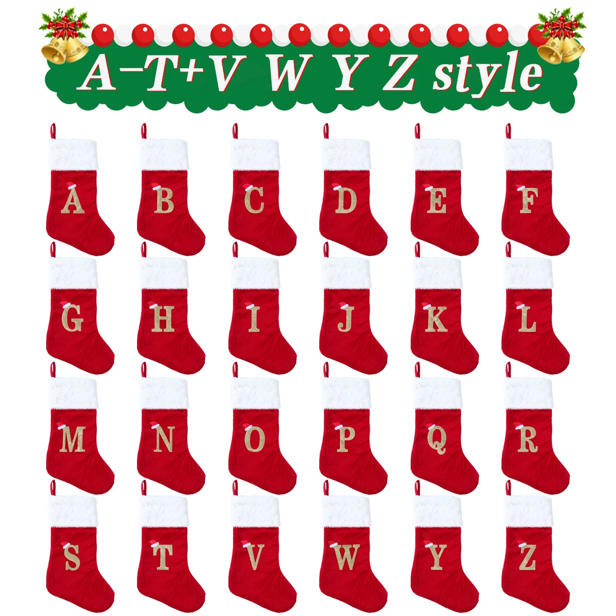 

Merry Christmas Socks Red Alphabet Letters Xmas Tree Pendant Stocking Christmas Decoration 2023 for Home Navidad New Year 2024