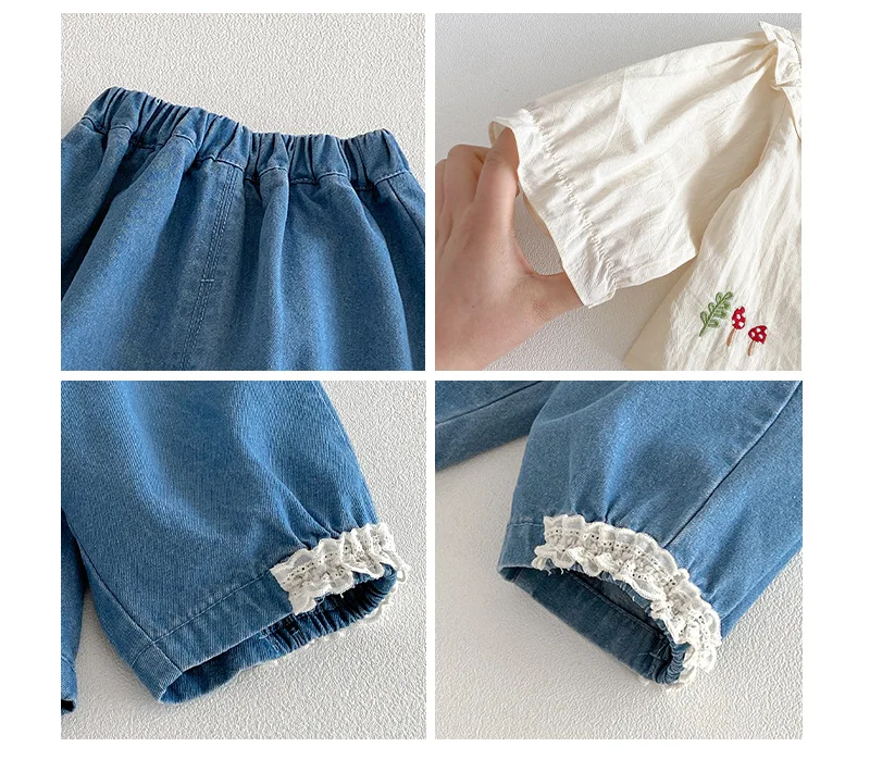 بنطلون جينز للفتيات بخصر مطاطي وحواف دانتيل للأطفال من 0-5 سنوات، موديل ربيع 2026 بأسلوب كوري، ملابس مريحة للفتيات بنطلون جينز للفتيات بخصر مطاطي وحواف دانتيل للأطفال من 0-5 سنوات، موديل ربيع 2026 بأسلوب كوري، ملابس مريحة للفتيات