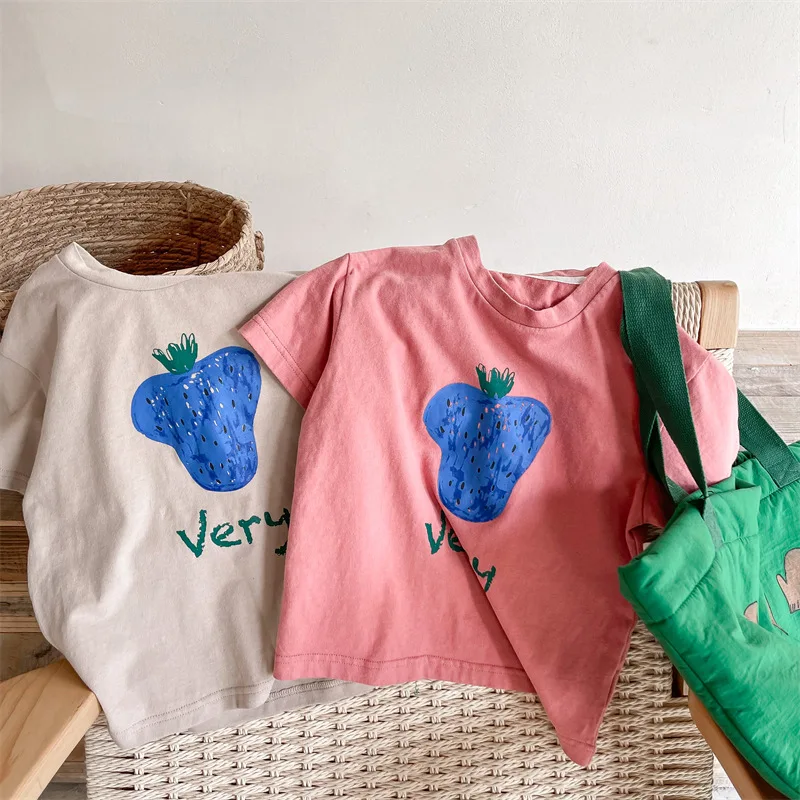2023 Summer New Fashion Girls T Shirt Cute Strawberry Print Children Short Sleeve T Shirt Soft Cotton Baby Tops Cartoon Kids Tee
2023 Summer New Fashion Girls T Shirt Cute Strawberry Print Children Short Sleeve T Shirt Soft Cotton Baby Tops Cartoon Kids Tee