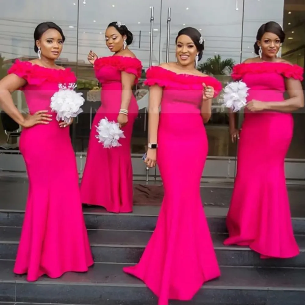 Hot Pink Off-Shoulder Mermaid Bridesmaid Dresses Floor-Length Sweep Train Elastic Satin long Backless Plus Size Custom
Hot Pink Off-Shoulder Mermaid Bridesmaid Dresses Floor-Length Sweep Train Elastic Satin long Backless Plus Size Custom