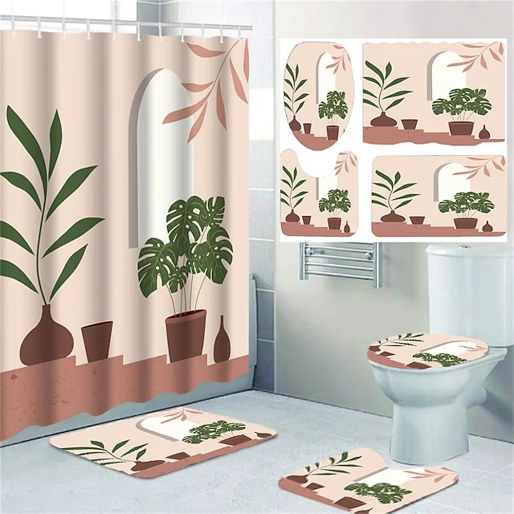 4pcs Shower Curtain Set for Bathroom Korean Style Simple Plant Theme with Toilet Cover Mat Anti-slip Rug for Home Decorations
4pcs Shower Curtain Set for Bathroom Korean Style Simple Plant Theme with Toilet Cover Mat Anti-slip Rug for Home Decorations