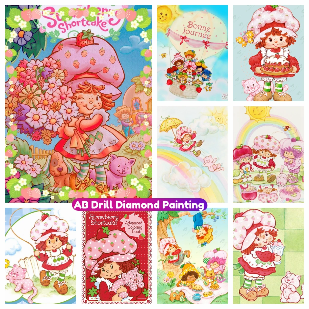 

Strawberrys Girl AB Diamond Painting 5D DIY Children's Gift Cute Cartoon Girl Cross Stitch Kit Mosaic Embroidery Home Decor