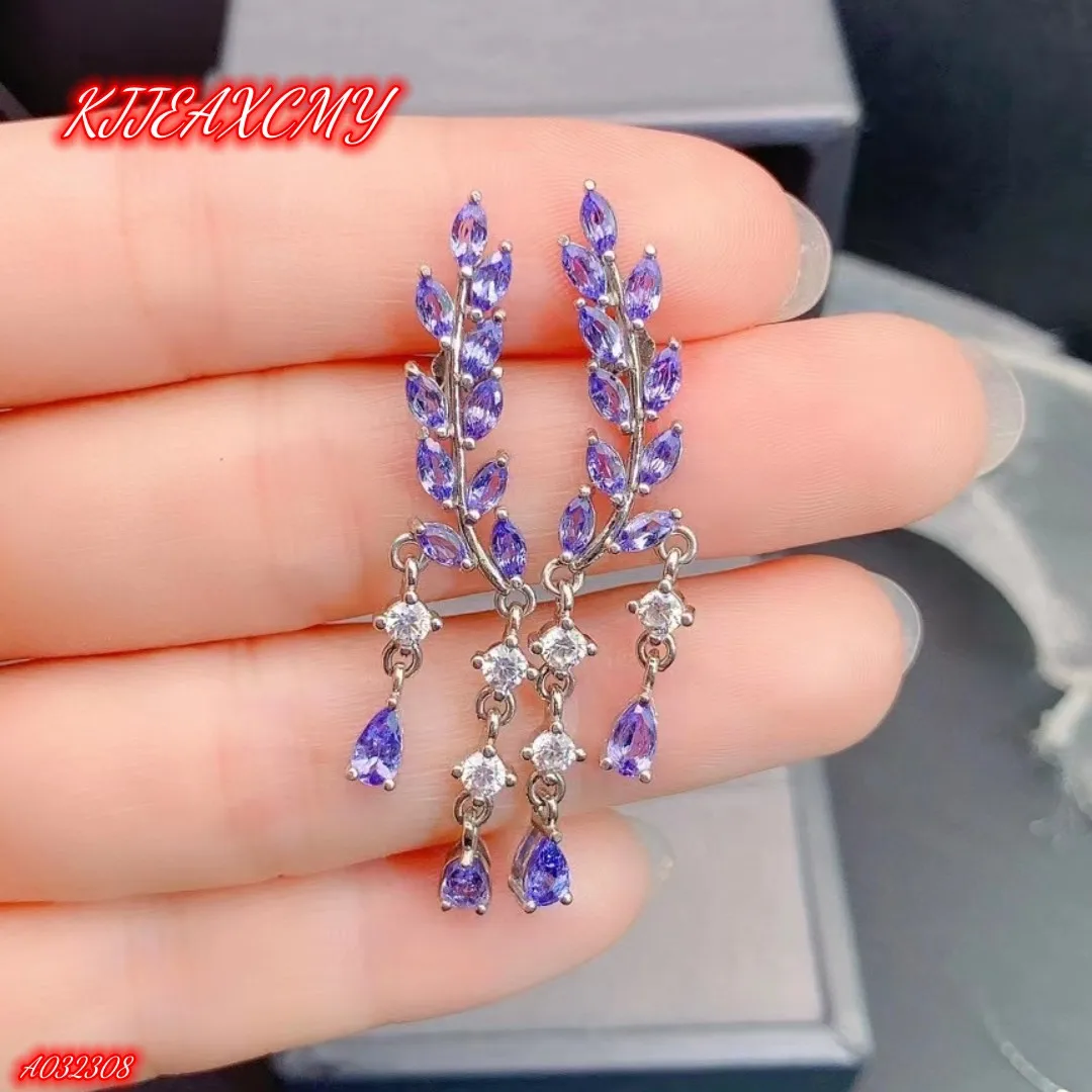 

KJJEAXCMY Brand Jewelry 925 Sterling Silver Inlaid with Natural Gems Tanzanite Women's Luxury Edition Earrings for Girls