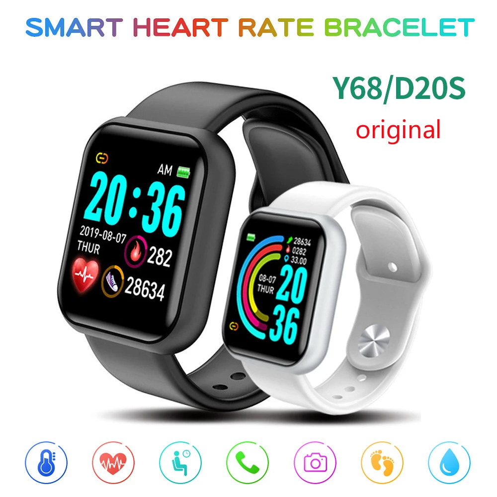 

D20 Y68 Smart Watch Bluetooth Answer Call Sport Fitness Tracker Custom Dial Smartwatch Men Women rate blood pressure PK D13 D18