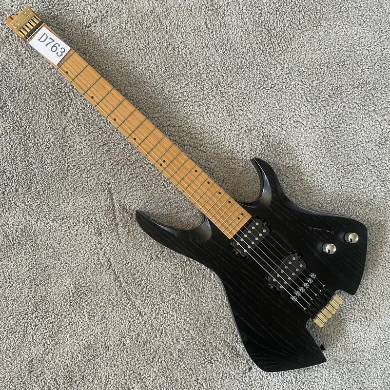 Solid Ash Transparent Black Color 6 String Headless Guitar Brass Locking Nut Roasted Maple+Rosewood 7 Ply Brand Items Sales
Solid Ash Transparent Black Color 6 String Headless Guitar Brass Locking Nut Roasted Maple+Rosewood 7 Ply Brand Items Sales