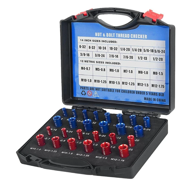 Nut And Bolt Thread Checker - 26PCS(14 Inch & 12 Metric) Identifier Gauge Set Bolt Sizing Gauges
Nut And Bolt Thread Checker - 26PCS(14 Inch & 12 Metric) Identifier Gauge Set Bolt Sizing Gauges
