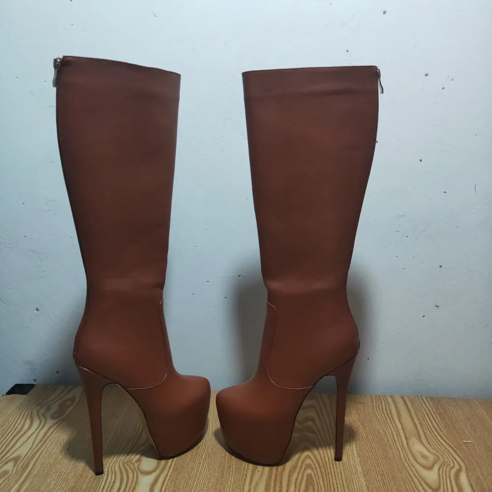 shoes Fashion women's boots. About 18cm heel high. Women's platform boots. Women's knee high boots. Brown. Fashion show
shoes Fashion women's boots. About 18cm heel high. Women's platform boots. Women's knee high boots. Brown. Fashion show