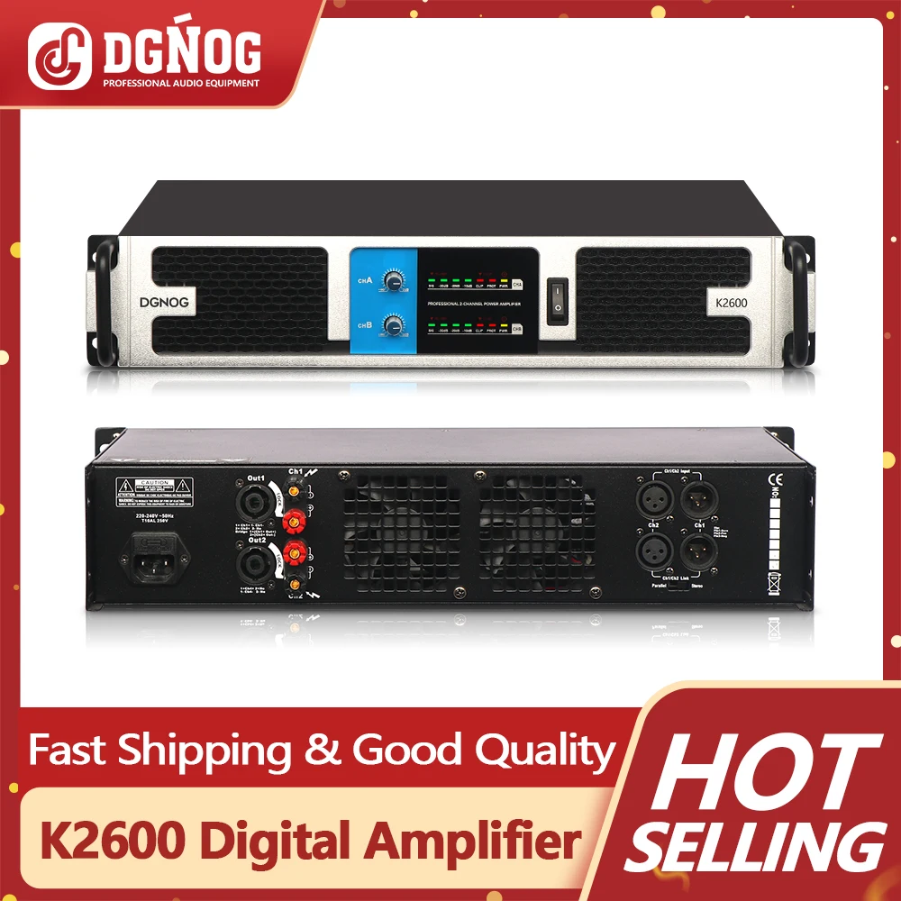 DGNOG Class D Professional Power Amplifier 2 * 1100W 4 Ohm Digital Audio Amplifier Suitable for DJ Stage family Speakers K2600
DGNOG Class D Professional Power Amplifier 2 * 1100W 4 Ohm Digital Audio Amplifier Suitable for DJ Stage family Speakers K2600