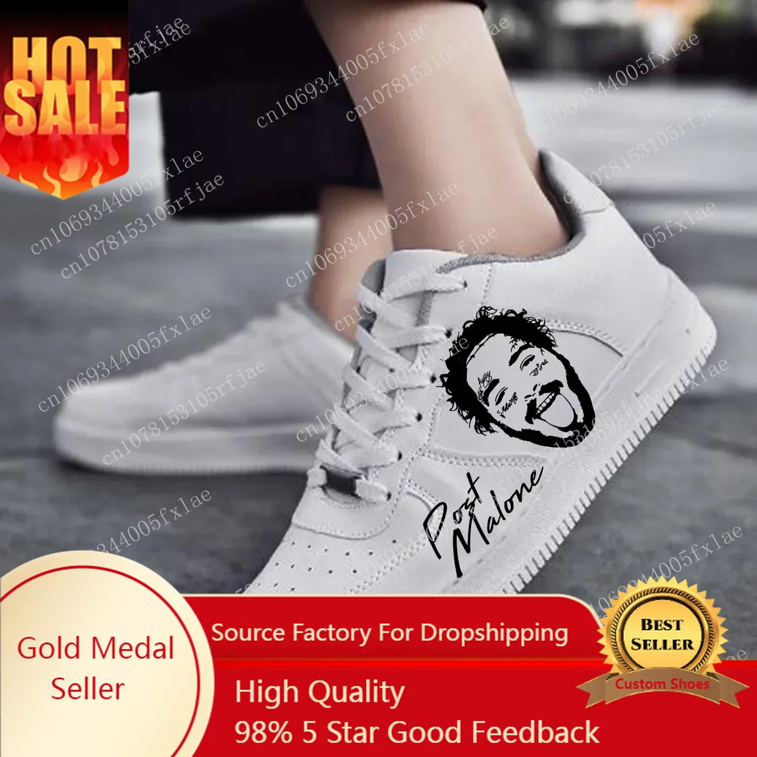 

Post Malone AF Basketball Mens Womens Sports Running High Quality Flats Force Sneakers Lace Up Mesh Customized Made Shoe DIY