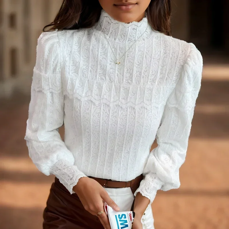 2023 Long Sleeve Lace Jacquard Blouse Autumn Winter Women Crochet Bottoming Shirt Fashion Women Casual Sweet Tops Blusas 29713
2023 Long Sleeve Lace Jacquard Blouse Autumn Winter Women Crochet Bottoming Shirt Fashion Women Casual Sweet Tops Blusas 29713