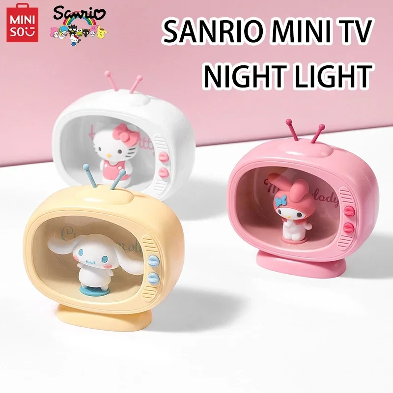 

Оригинальный мини-Телевизор MINISO Sanrio, ночник, Милая Мини-ТВ, Hello Kitty, украшения для сна, аниме игрушки, прикроватный подарок для детей и девочек