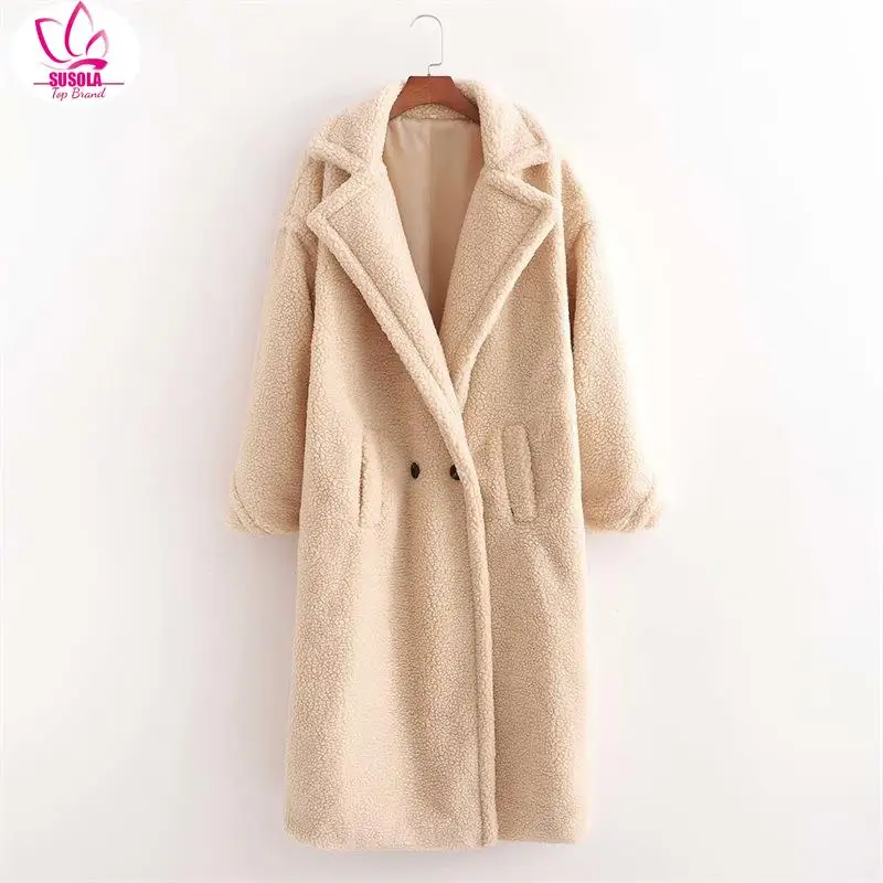 

SUSOLA New Wool Blends Coat Women's Mid length Sheep Camel Coat, Various Colors