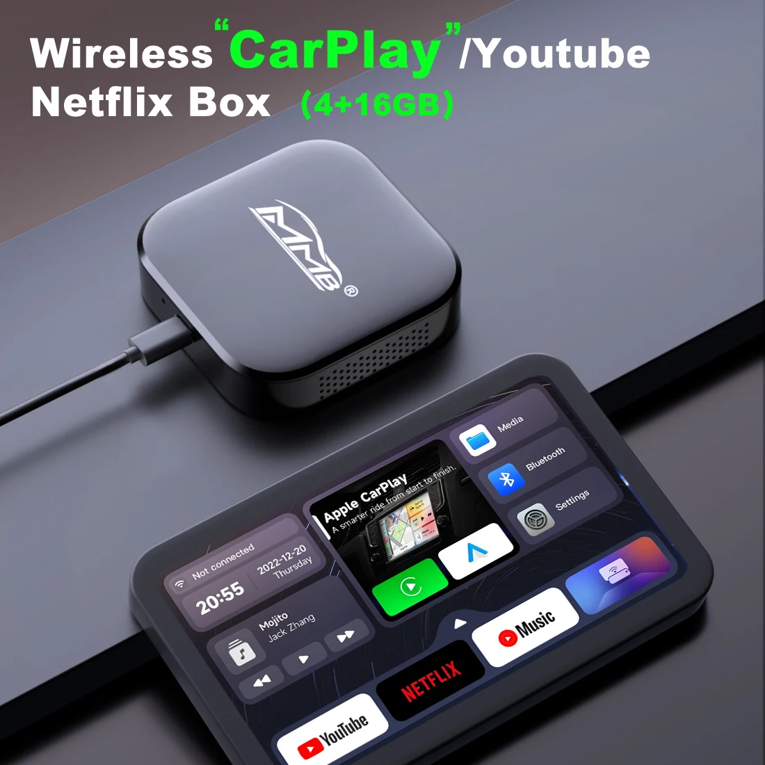

MMB CarPlay Ai TV Box Andriod 11 Wireless CarPlay Netflix Youtube Android Box Car Multimedia Video Player 4G+16G HDMI For Audi