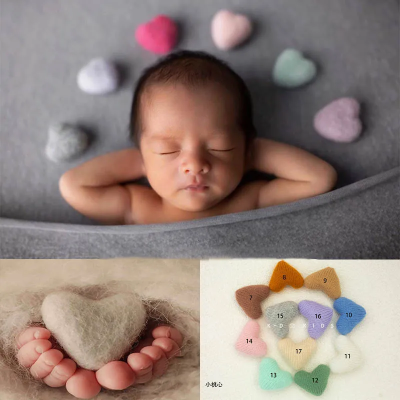 

Реквизит для фотосъемки новорожденных с сердечками, шерстяной трикотажный реквизит для фотосъемки новорожденных девочек, аксессуары для фотостудии