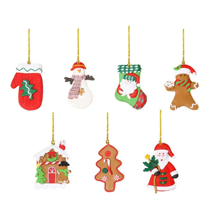 

Christmas Ornaments Set Snowman Pendant 7pcs Hangable Christmas Figurines For Christmas Tree Door Wall Decor Party Favors