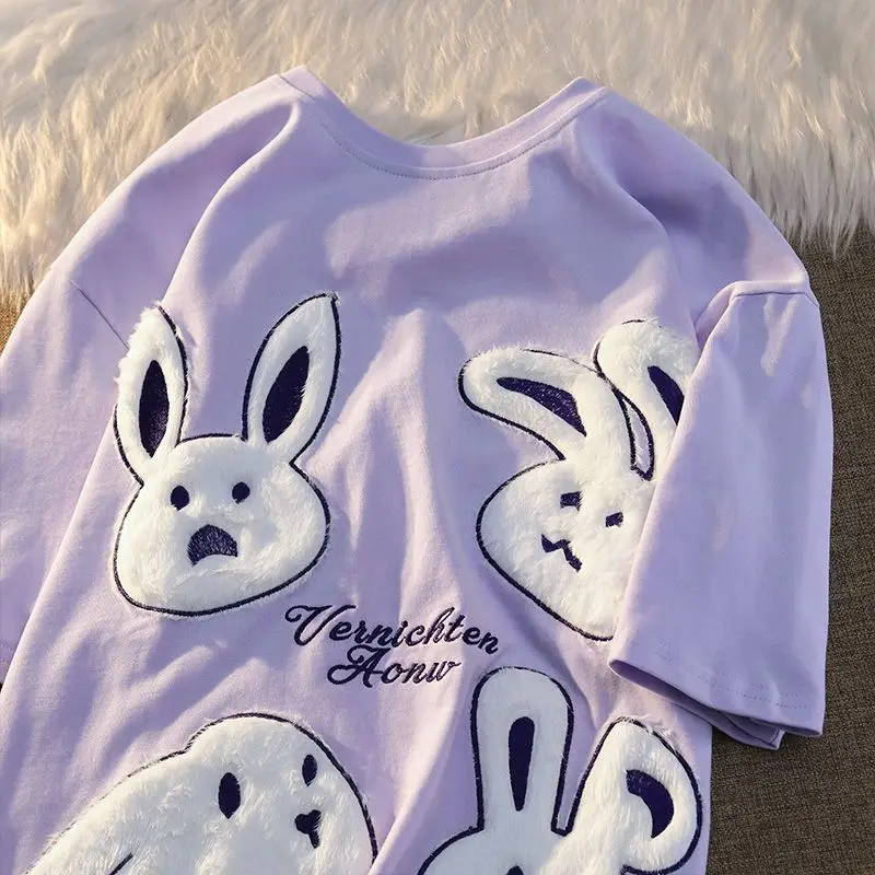 American cute plush bunny t-shirt for men and women ins trendy summer design niche loose couple wear summer half-sleeved top y2k
American cute plush bunny t-shirt for men and women ins trendy summer design niche loose couple wear summer half-sleeved top y2k