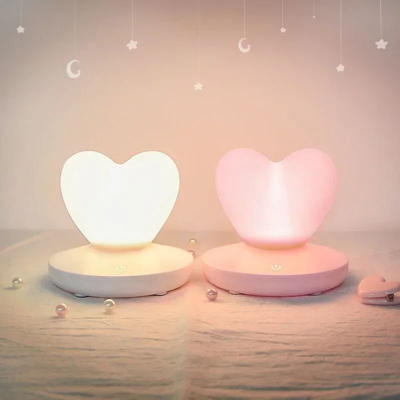 

LED Touch Control Table Lamp USB Rechargable girl Modeling lamp Energy saving Romantic Love Heart Shape Decoration Night Light