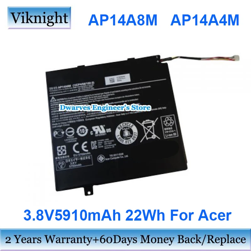 

5910mAh 3.8V AP14A8M Battery For Acer Aspire SW5-011 SW5-012 Tablet A3-A20 A3-A30 Switch 10 10E 10-inch Switch 11 11V Series