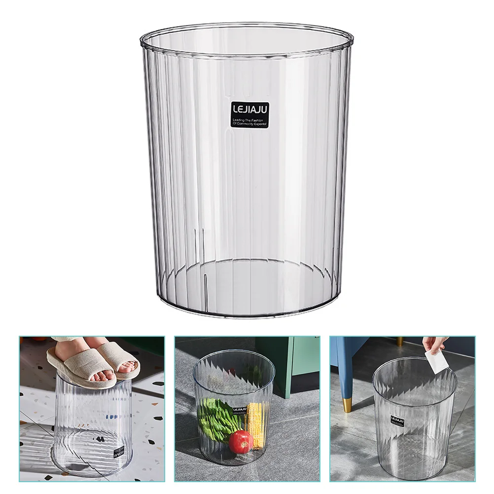 

Zerodeko Small Trash Can Clear Garbage Can Plastic Waste Basket Bathroom Bedroom Decorative Container Bin Convenient Trash