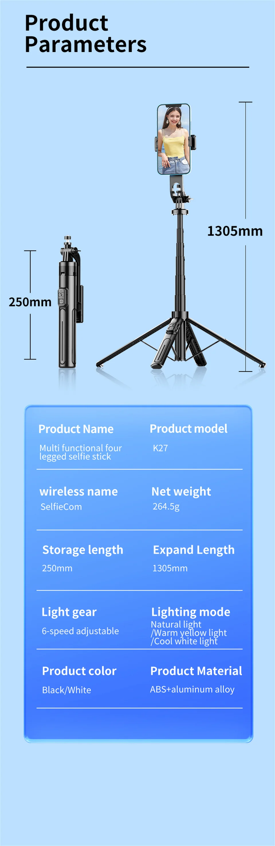 COOL DIER 2025 New Selfie Stick Tripod for Cell Phone, Portable camera phone tripods for iPhone Samsung Huawei Xiaomi Smartphone COOL DIER 2025 New Selfie Stick Tripod for Cell Phone, Portable camera phone tripods for iPhone Samsung Huawei Xiaomi Smartphone