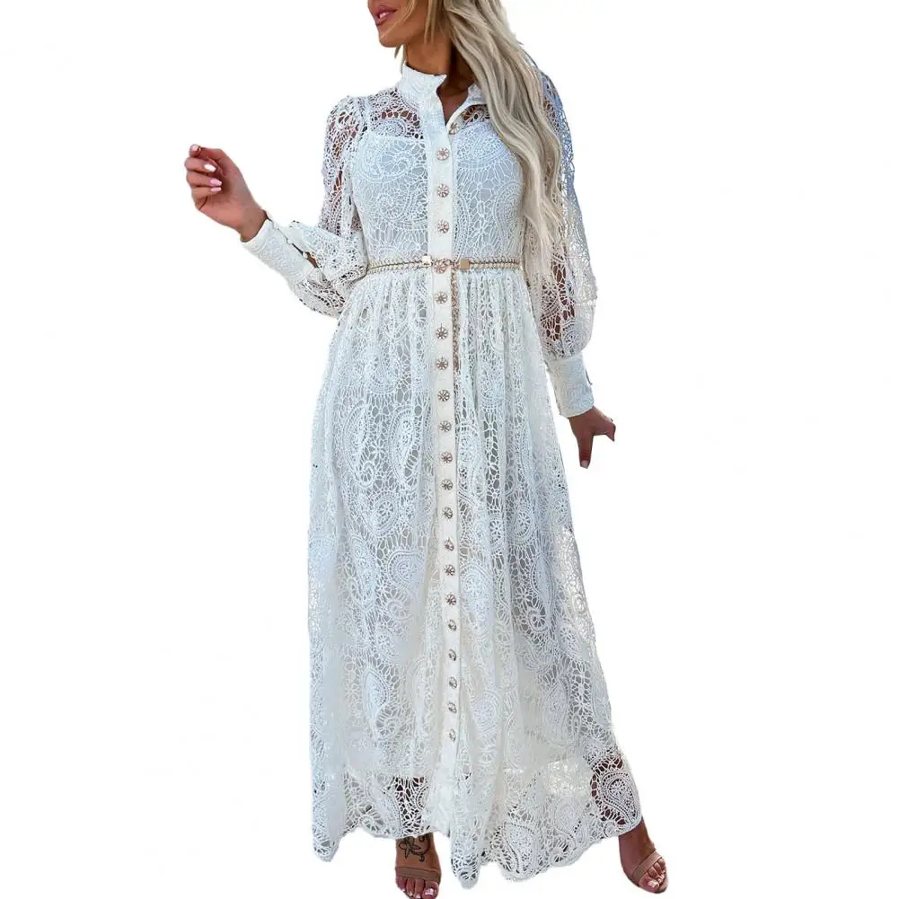 Comfortable Long Sleeve Dress Chic Embroidered Lace Maxi Dresses for Women for Autumn Holidays with Long Sleeves Lapel Collars
Comfortable Long Sleeve Dress Chic Embroidered Lace Maxi Dresses for Women for Autumn Holidays with Long Sleeves Lapel Collars