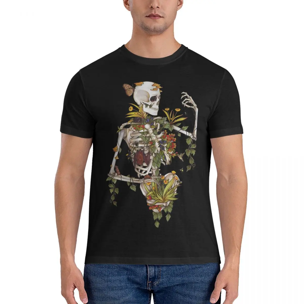 

Bones And Botany Men T Shirt Dance Of Death Funny Tee Shirt Short Sleeve Crew Neck T-Shirt Cotton Summer Tops