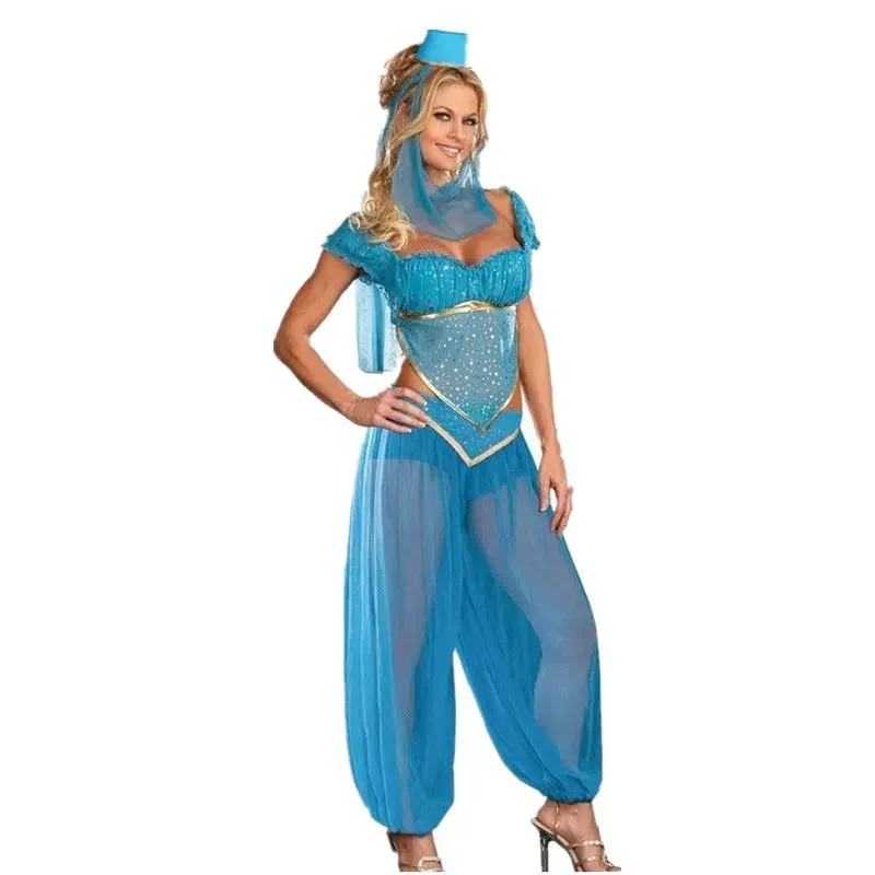

Indian Jasmine princess sexy Adults suit Women Belly Dance Performance Arab Costume Halloween Carnival party Costumes