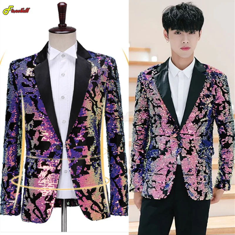 Men Steampunk Velvet Sequins Blazer Masculino Slim Fit Nightclub Gothic Suit Jacket Stage Singer Cosplay Costume Shiny Blazers
Men Steampunk Velvet Sequins Blazer Masculino Slim Fit Nightclub Gothic Suit Jacket Stage Singer Cosplay Costume Shiny Blazers