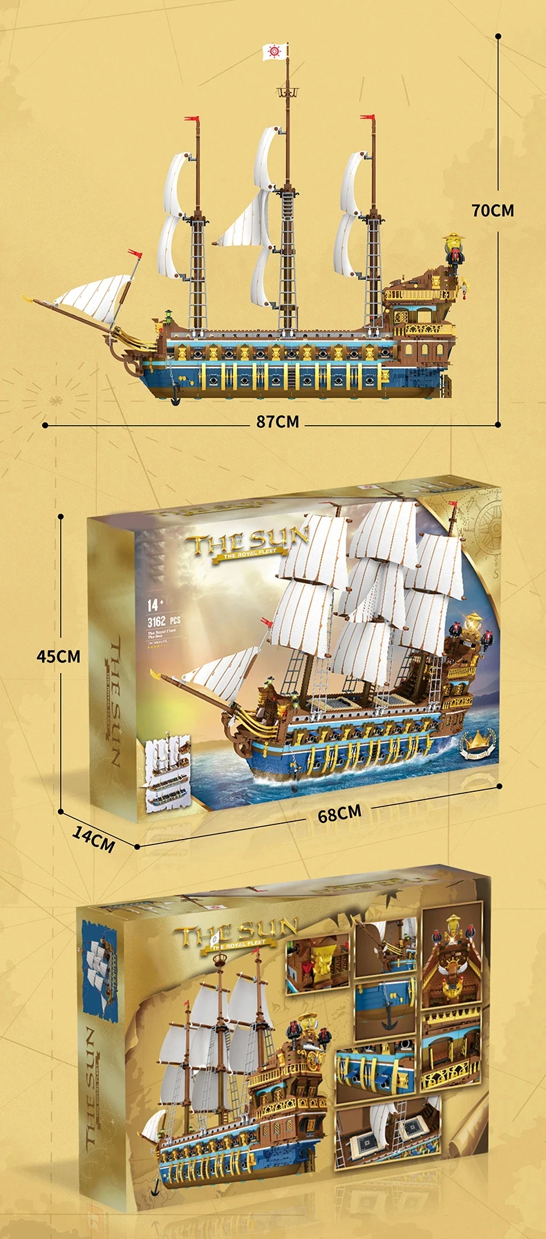 3162PCS Pirate Ship Building Blocks Royal Sunshine Sailing Boat Assembly Model Bricks Children's Educational Toys Holiday Gifts 3162PCS Pirate Ship Building Blocks Royal Sunshine Sailing Boat Assembly Model Bricks Children's Educational Toys Holiday Gifts
