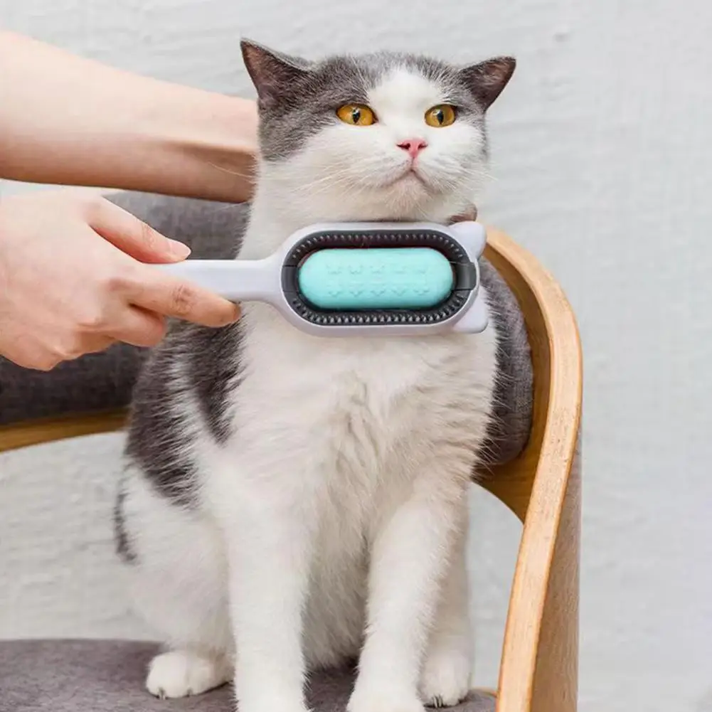 

Fine Tooth Comb for Pets Self-cleaning 2-in-1 Cat Brush for Shedding Grooming Double-sided Pet Hair Remover Comb with Brush Head