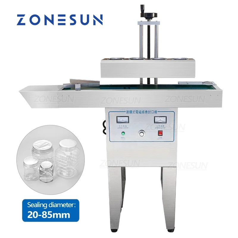 

ZONESUN Automatic Sealing Machine Electromagnetic Continuous Induction Glass Bottle Vial Cap Aluminum Foil Sealer