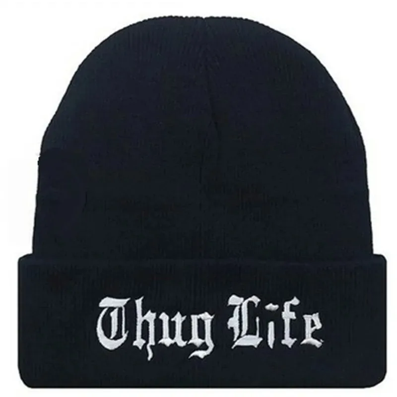 

New THUG LIFE Black Letter Beanie Unisex Fashion Hip Hop Mens Beanies Knitted Caps For Women Skullies Gorros Bonnets hat