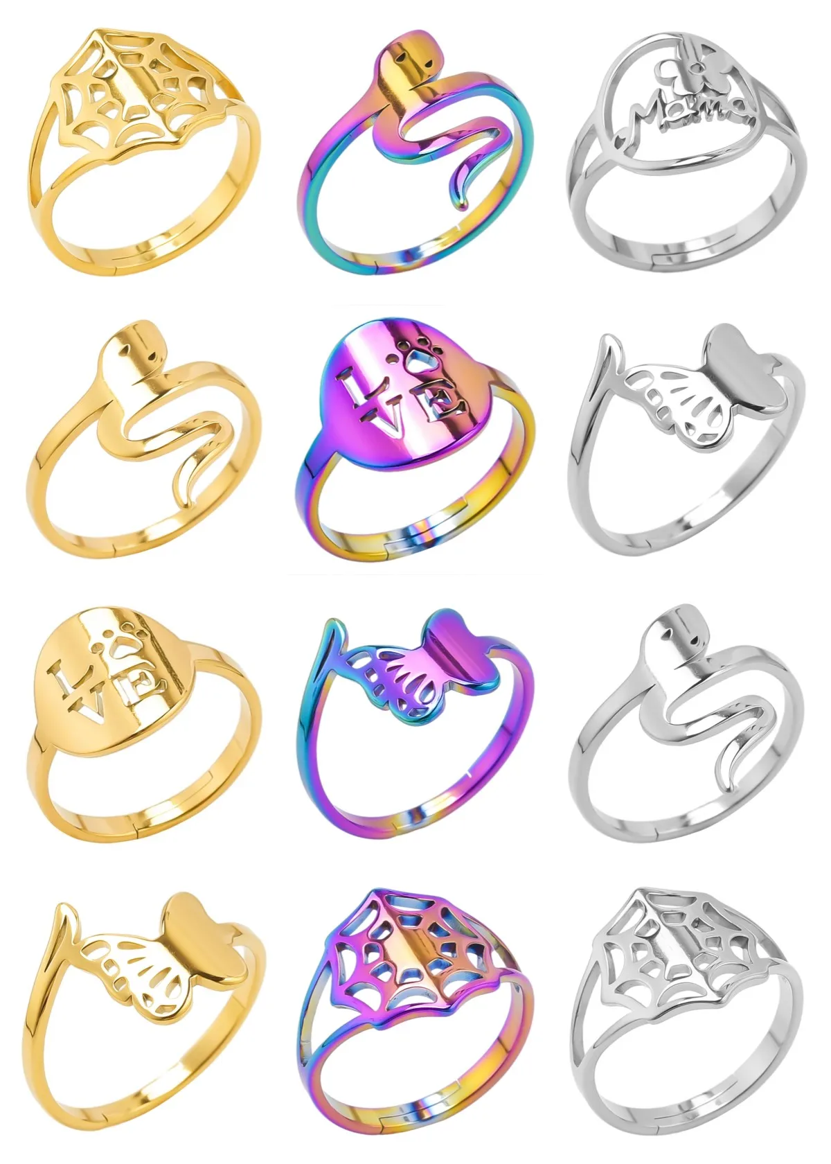 10pcs Stainless Steel Rings for Women Vintage Adjustable Electroplate Wedding Aesthetic Jewelry Animal Ring Craft DIY Accessory
10pcs Stainless Steel Rings for Women Vintage Adjustable Electroplate Wedding Aesthetic Jewelry Animal Ring Craft DIY Accessory
