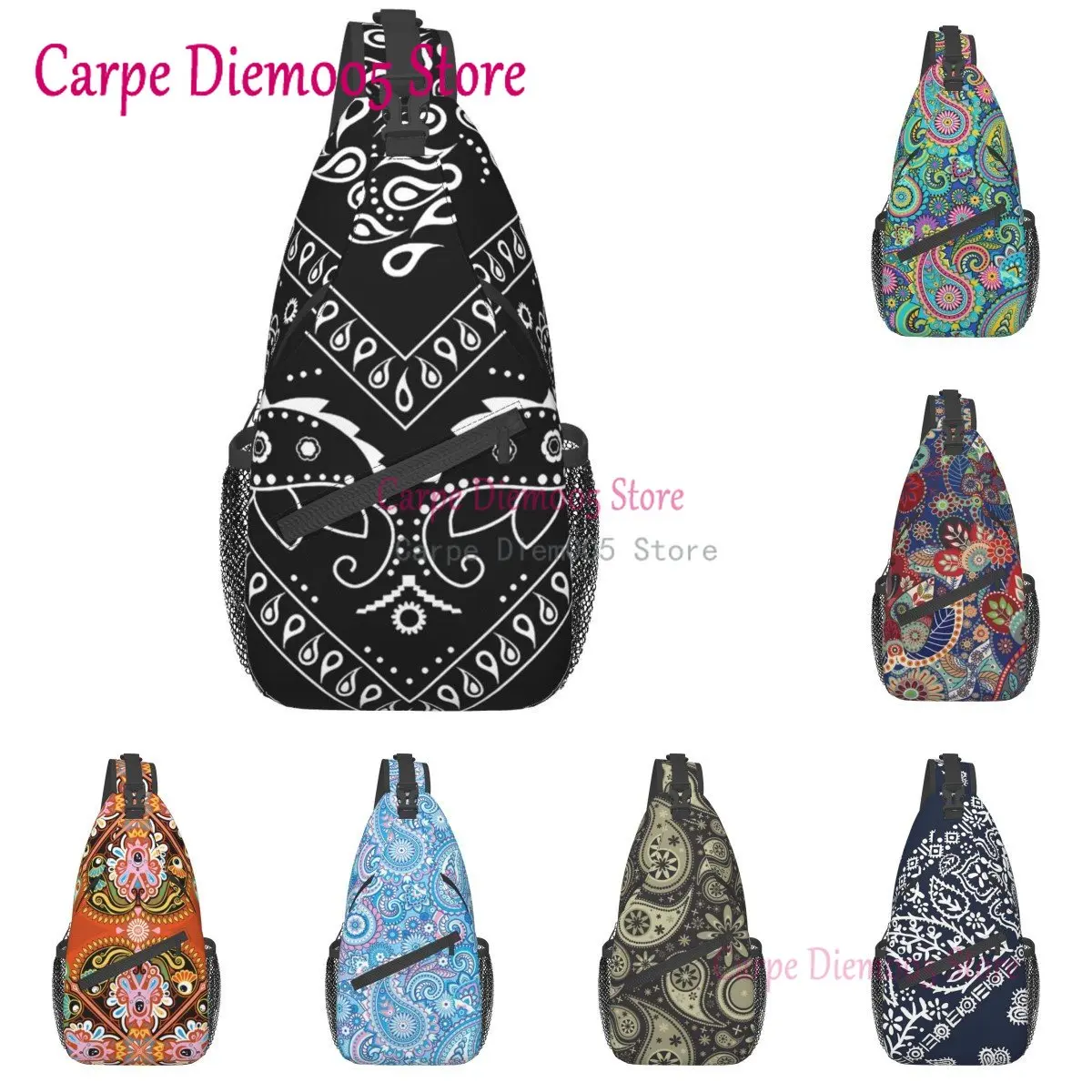 Black And White Paisley Chicano Bandana Sling Crossbody Chest Bag Men Shoulder Backpack for Hiking
Black And White Paisley Chicano Bandana Sling Crossbody Chest Bag Men Shoulder Backpack for Hiking