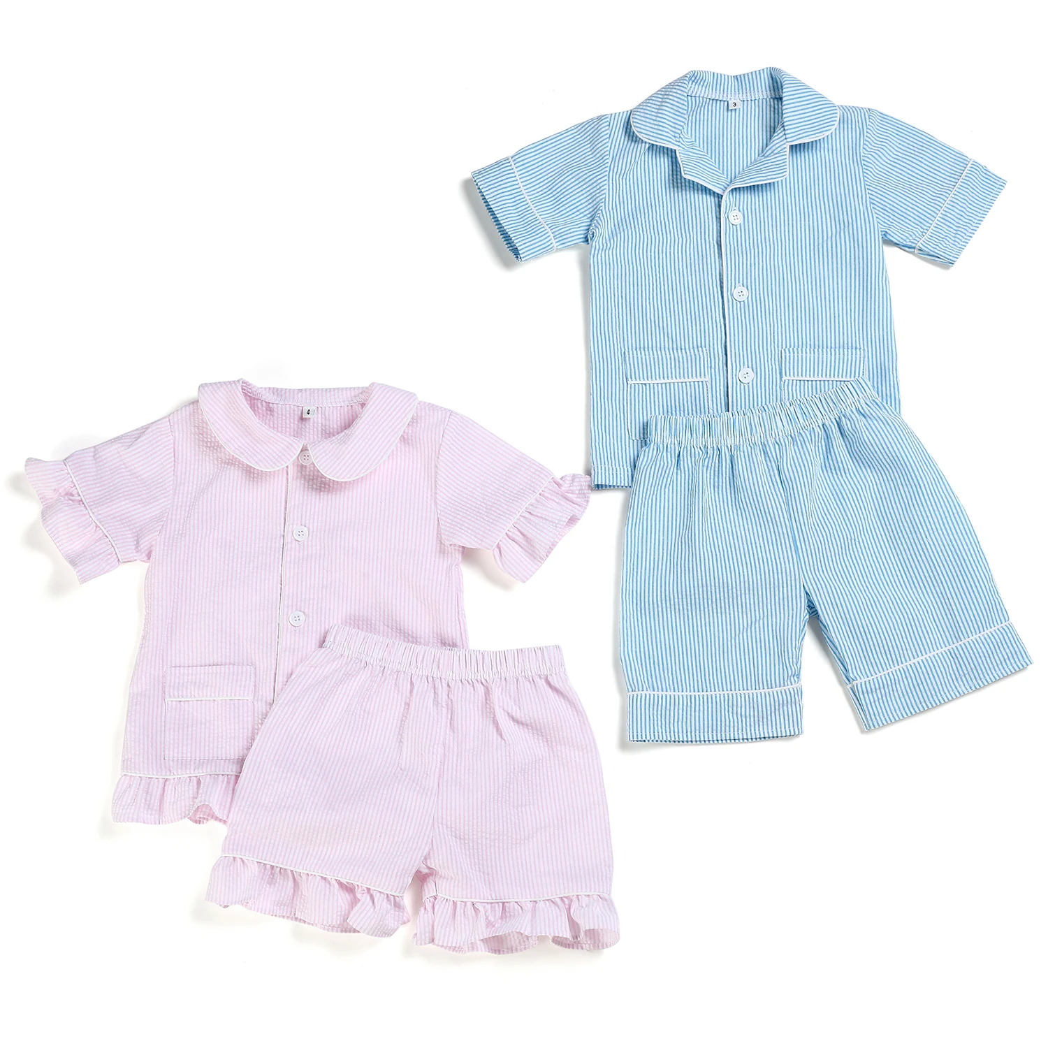Summer Clothes Kids Pajamas Girls Boys Sleepwear Soft Cotton Children Seersucker Sibling Baby Pyjamas
Summer Clothes Kids Pajamas Girls Boys Sleepwear Soft Cotton Children Seersucker Sibling Baby Pyjamas