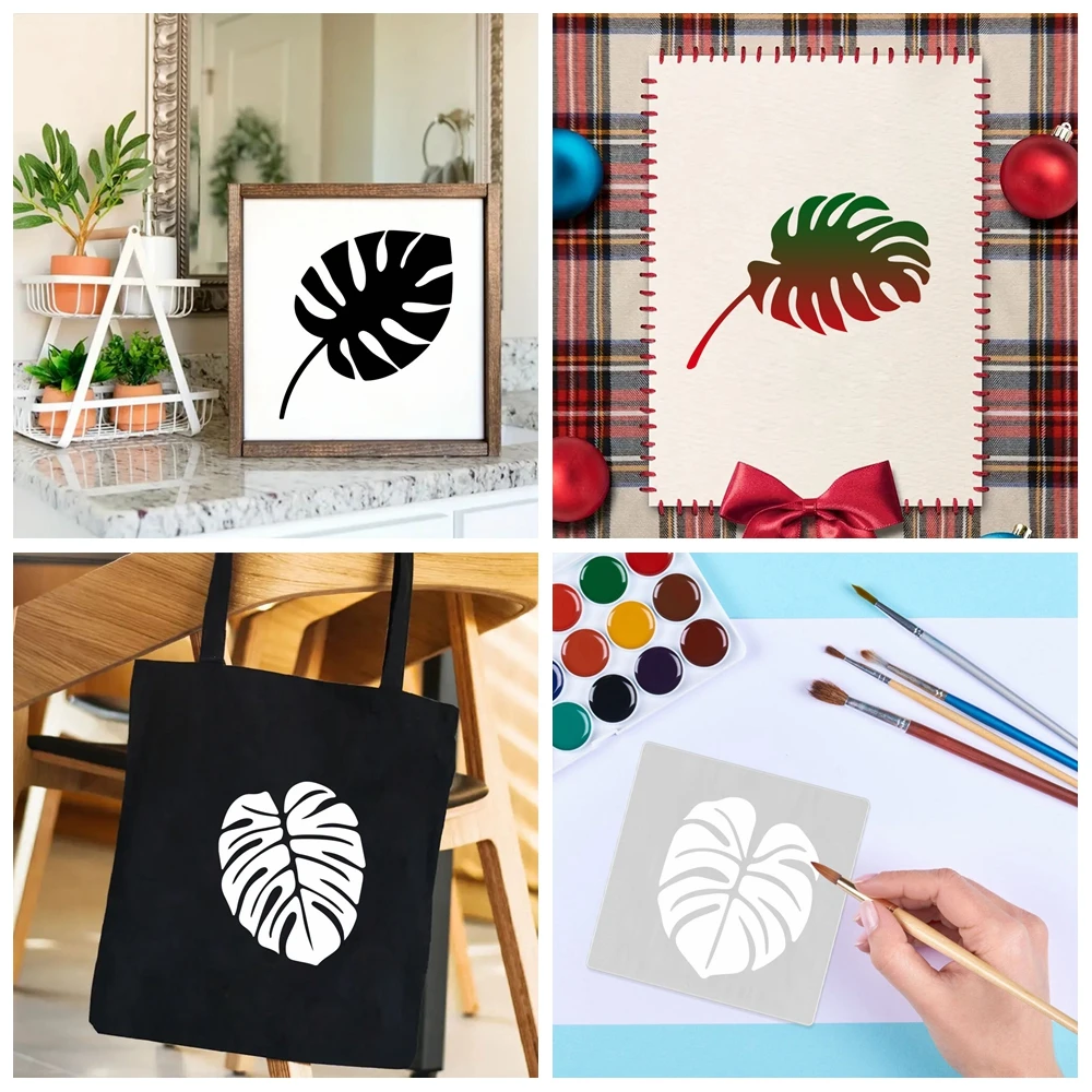 

1Pcs 30*30cm Tropical foliage Painting Stencils For Wood Wall, Canvas, Floor, Furniture,And Home Decor Leaves Template