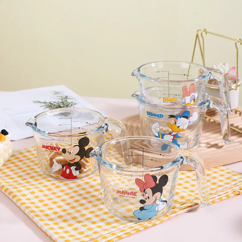 

Disney Mickey Mouse Glass Measuring Cup Anime Donald Duck Kitchen Baking High Borosilicate Glass Egg Beating Cup Graduated Cup