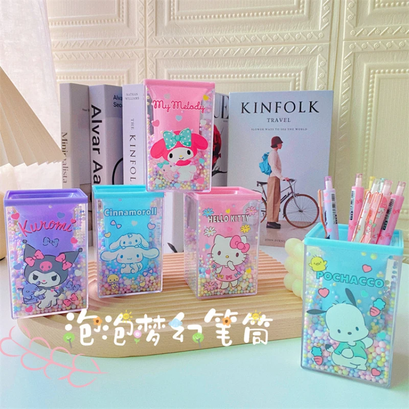 

Sanrio Kawaii аниме HelloKitty Kuromi Melody Фэнтезийный держатель для ручек Милая мультяшная школьная настольная канцелярская коробка для хранения подарок