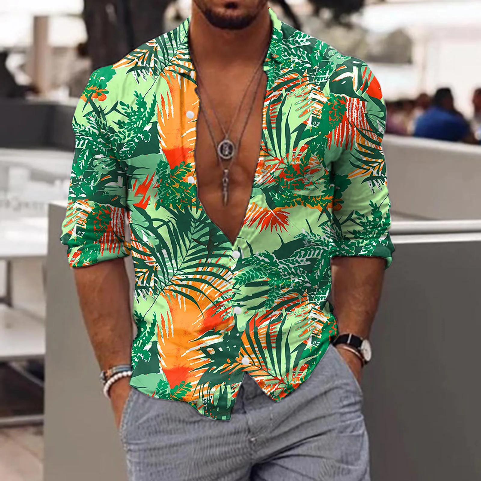 Hawaiian Leaf Print Shirt Autumn Shirts Long Sleeve Blouse Deep V-Neck Shirts For Men Long Sleeve Camisas Blusas Outfits Tops
Hawaiian Leaf Print Shirt Autumn Shirts Long Sleeve Blouse Deep V-Neck Shirts For Men Long Sleeve Camisas Blusas Outfits Tops