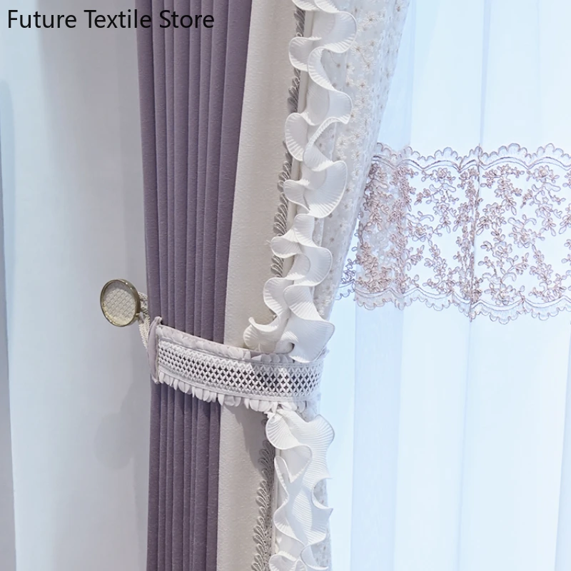 Modern French Curtains for Living room bedroom new high bay window light luxury purple blackout master gauze curtain high-end
Modern French Curtains for Living room bedroom new high bay window light luxury purple blackout master gauze curtain high-end