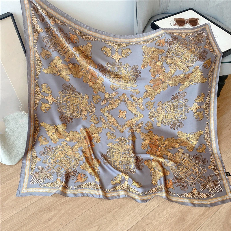 

Large Square Silk Scarf Hijab Women Design Print Lady Beach Shawl Scarves Foulard Female Headbands Bufanda Bandana